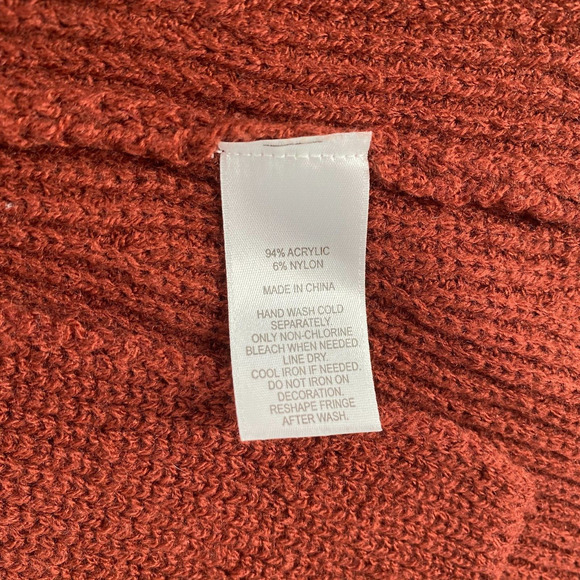 Moss Rose Poncho ONE SIZE Sweater Cover Up Cowl neck Orange - Picture 9 of 11